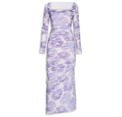 Vestido Solana Antique Pressed Flower - Roxo
