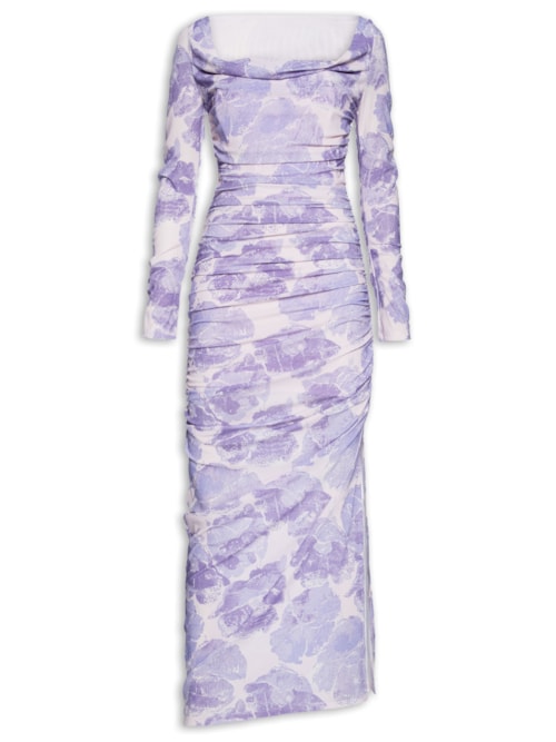 Vestido Solana Antique Pressed Flower - Roxo
