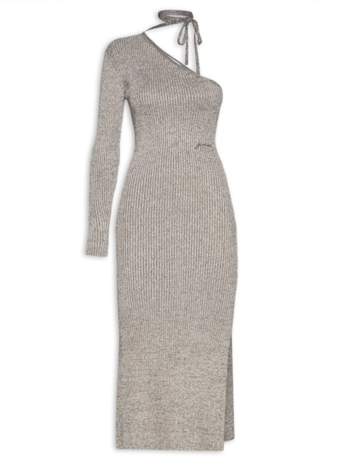 Vestido Sparkle One Sleeve - Prata