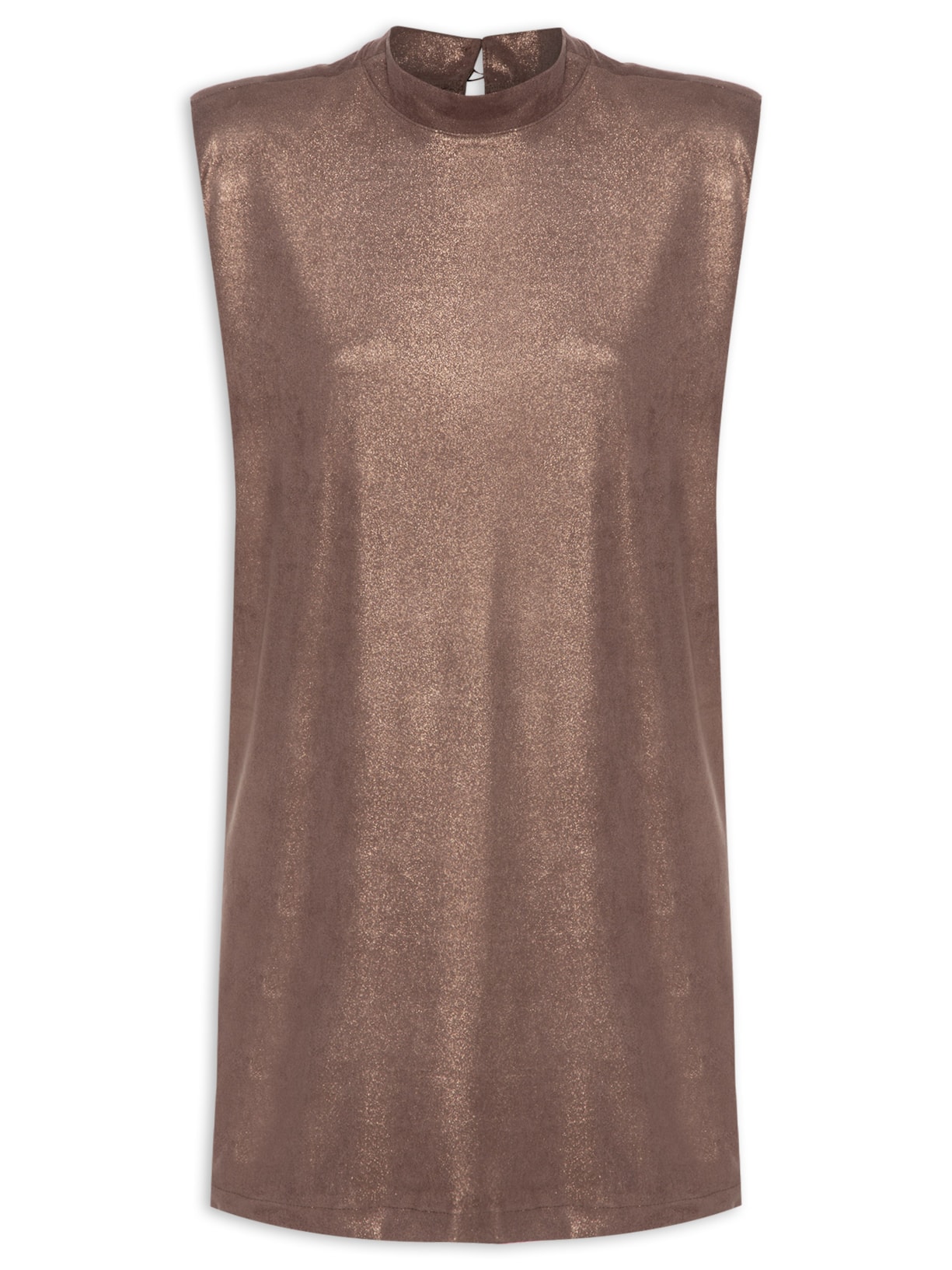 Vestido Suede Com Brilho - Marrom