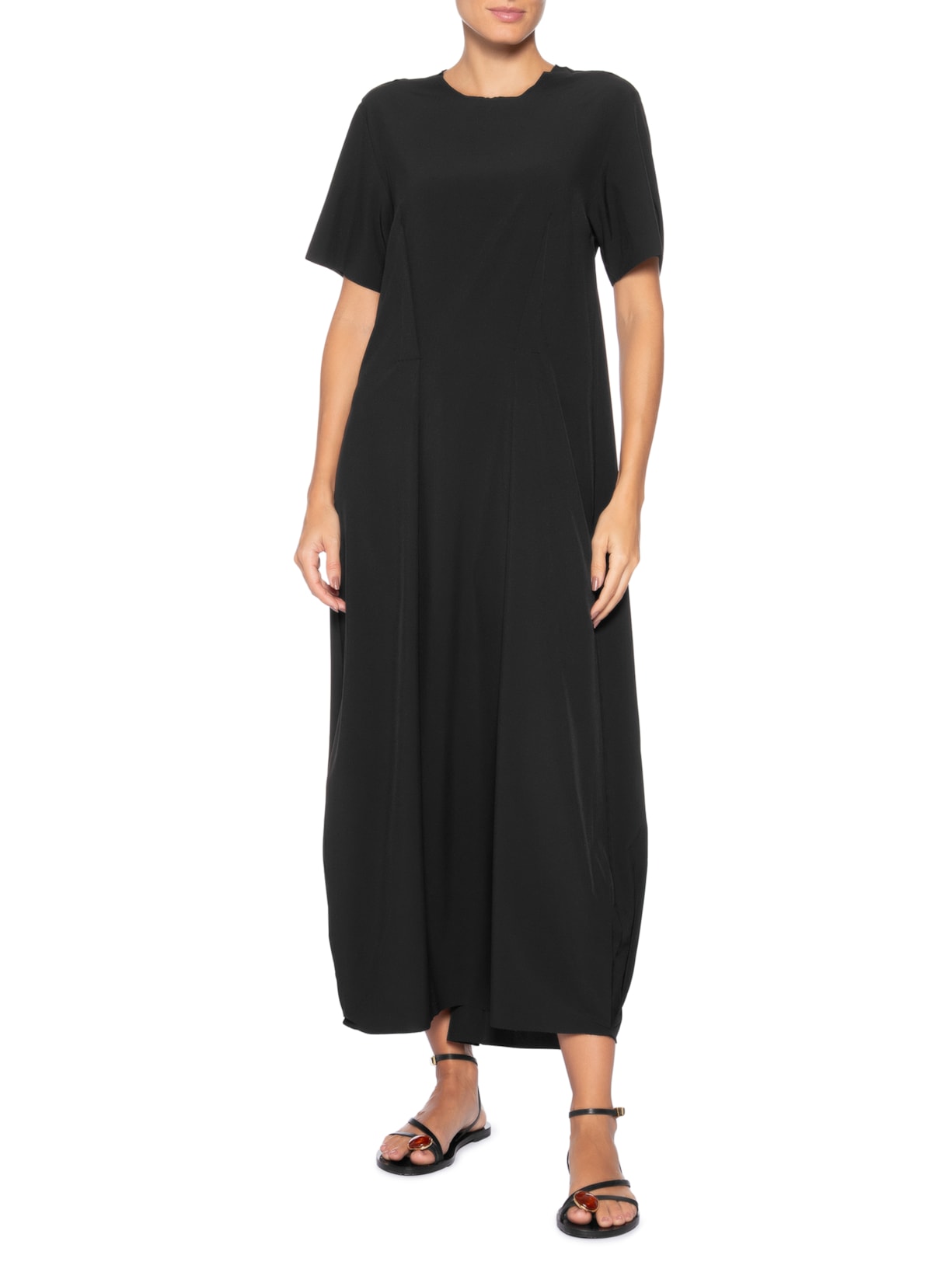 Vestido Superlight Longo Baloon Pence Preto Osklen