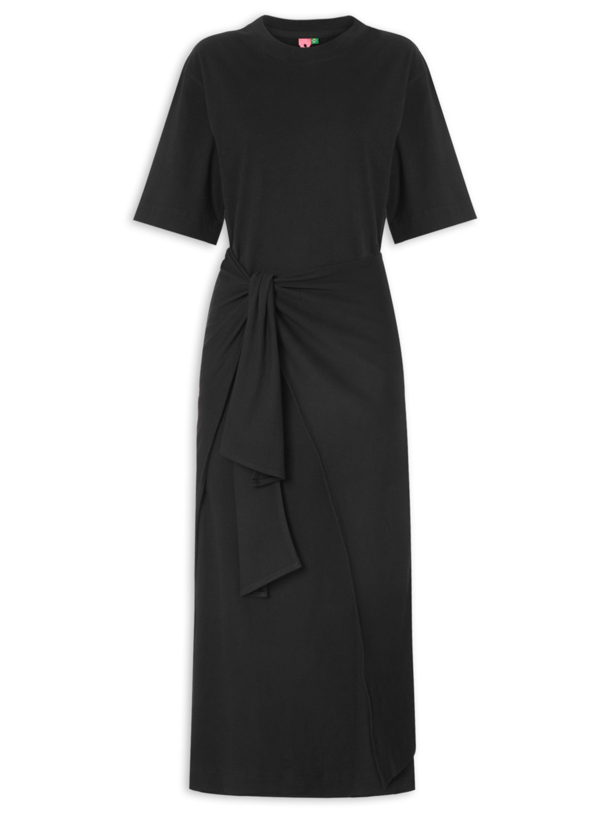 Vestido T-Shirt Amarração - Preto