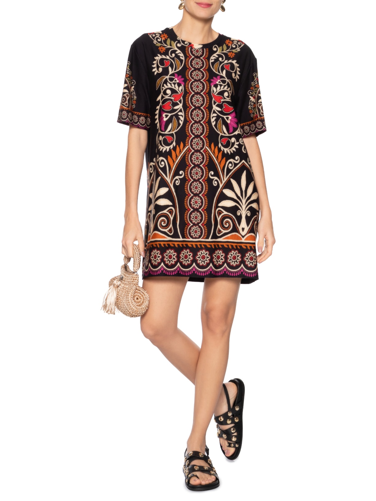 Vestido T-Shirt Básico Adriele Preto Farm