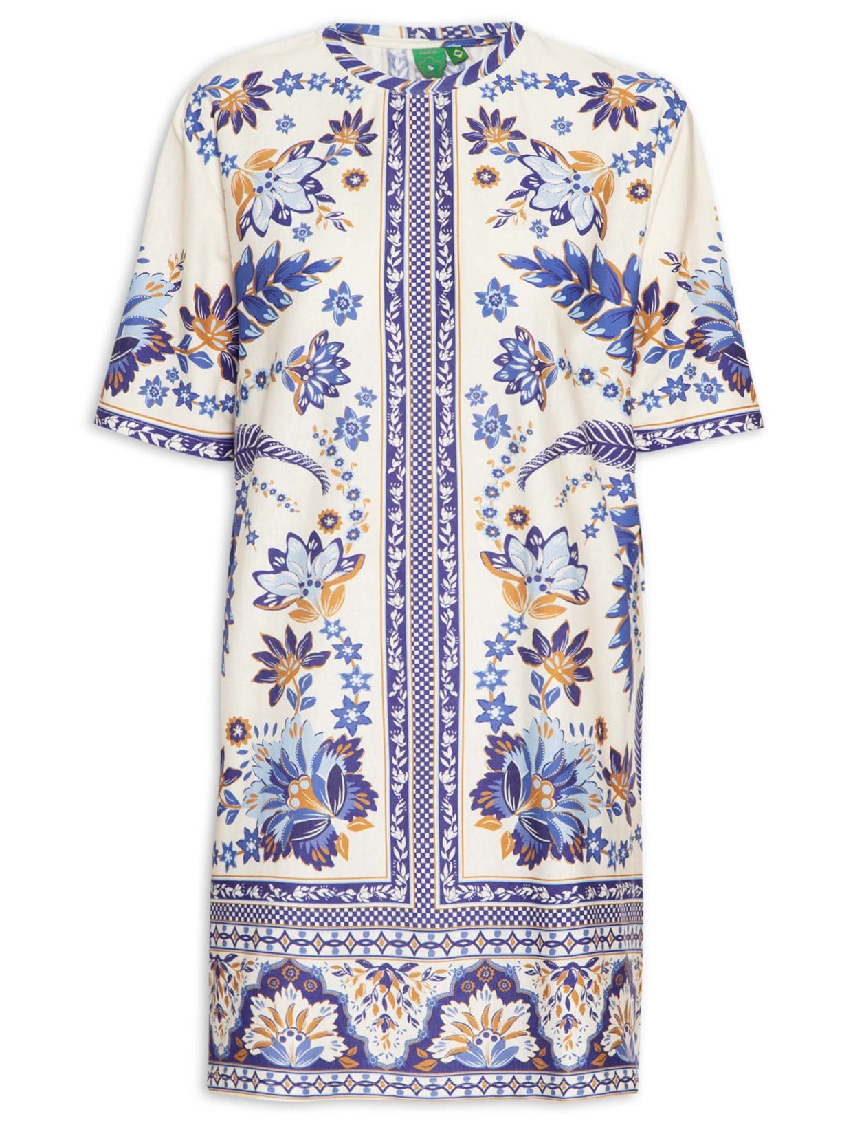 Vestido T-shirt Básico Encanto Tropical - Azul