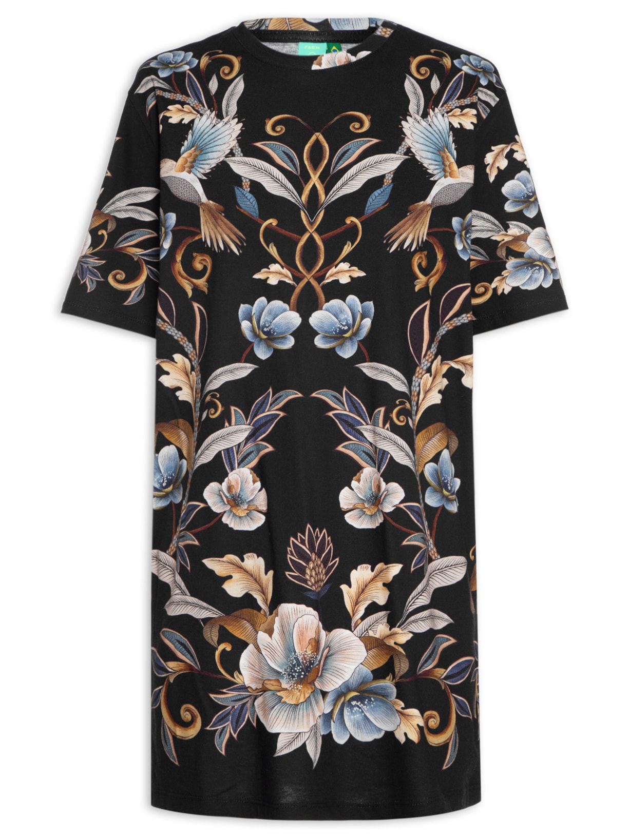 Vestido T-Shirt Básico Jardim Real - Preto