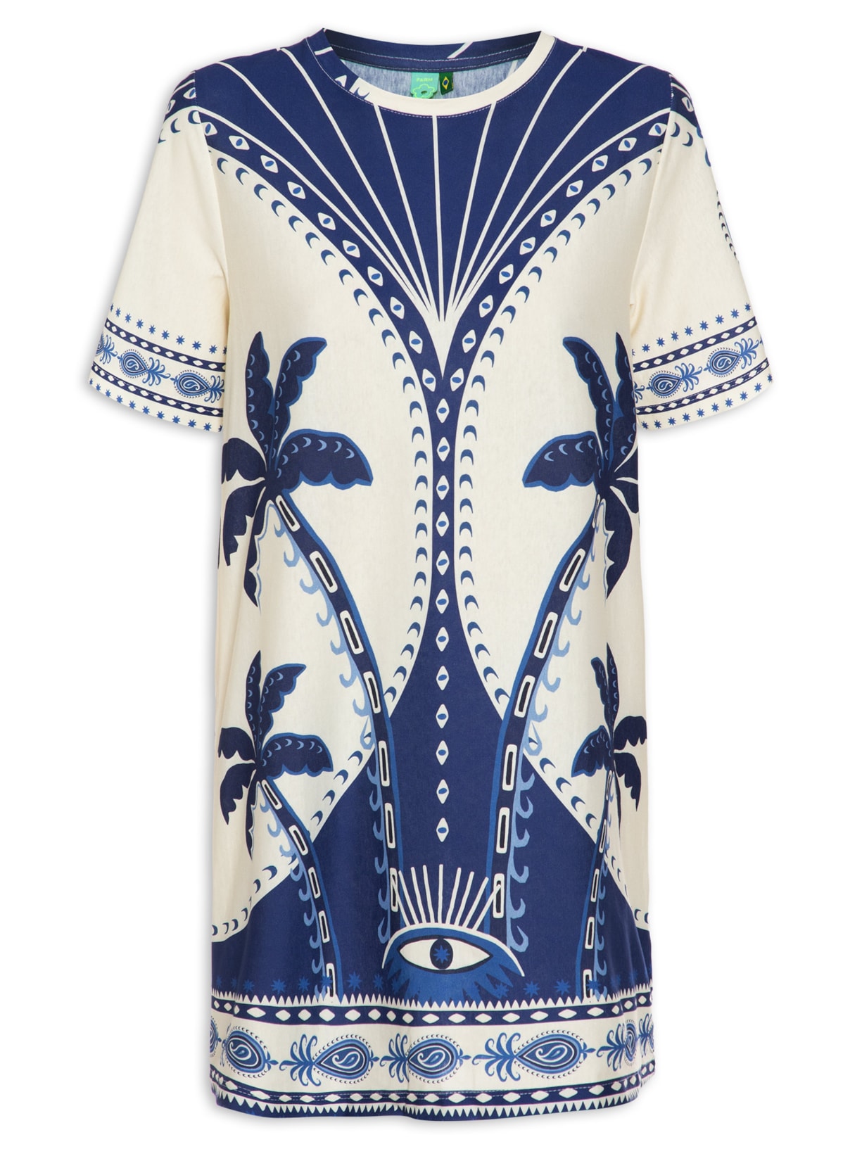 Vestido T-shirt Básico Lenço Astral - Azul