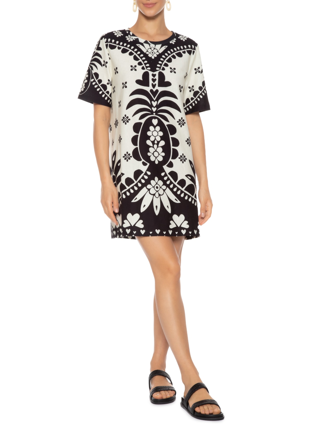 Vestido T-shirt Básico Martina Branco Farm