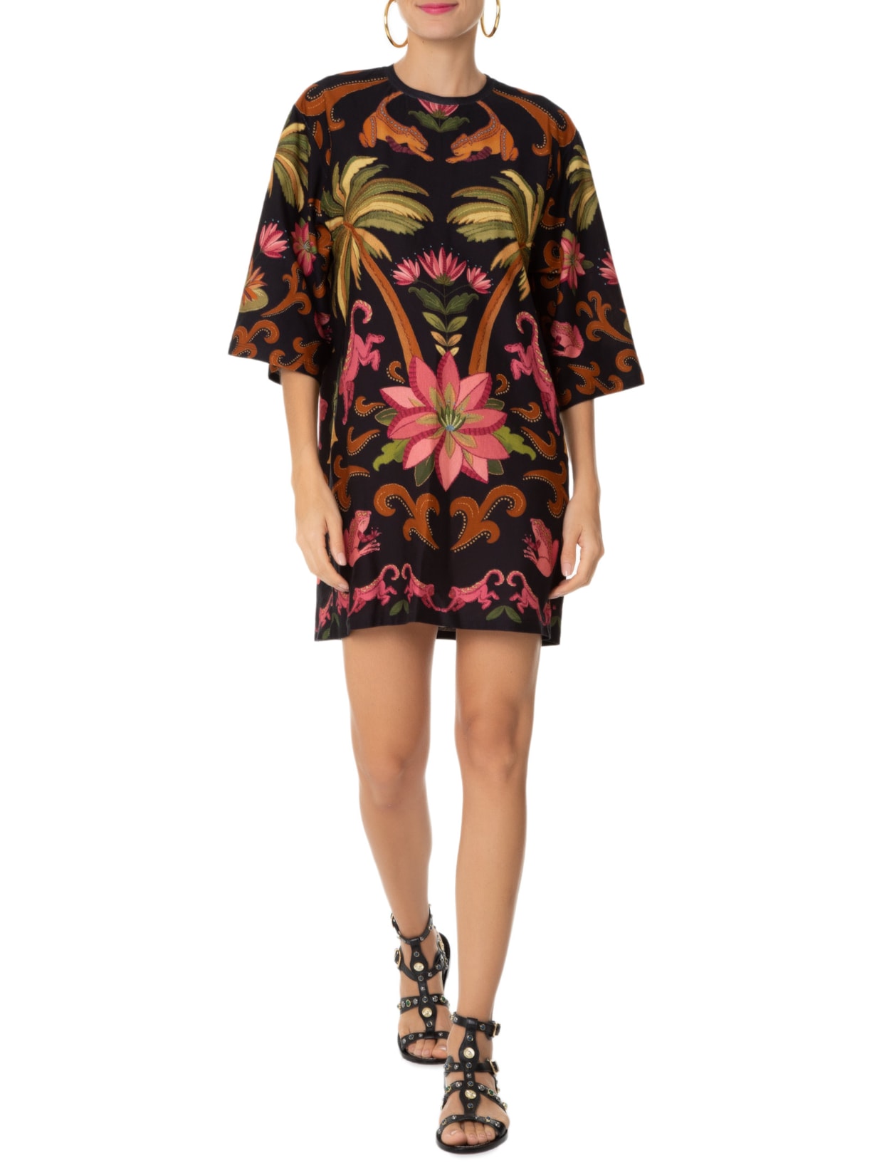 Vestido T-Shirt Big Amazônia Chic Preto Farm