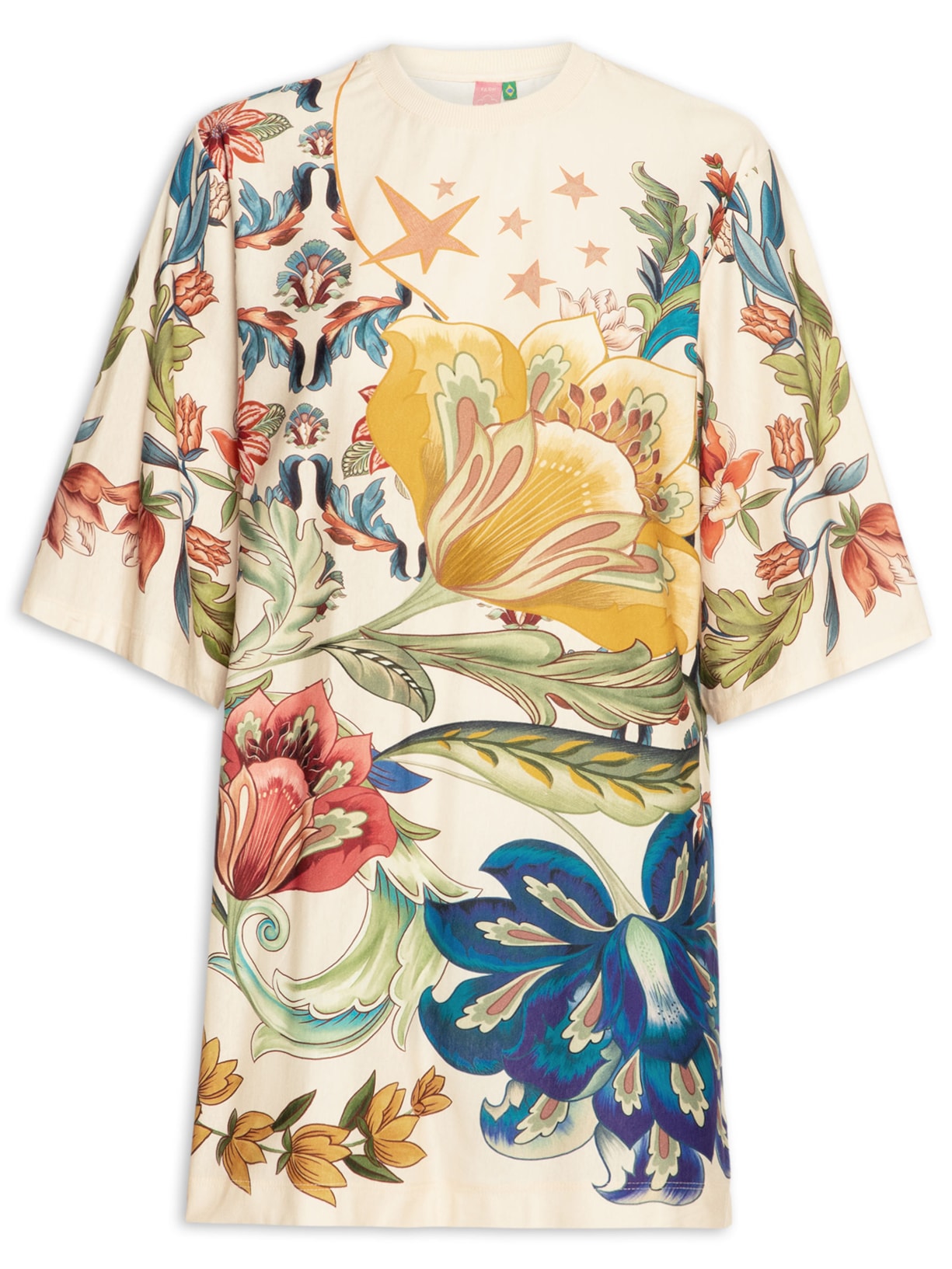 Vestido T-Shirt Big Floral Maite – Branco