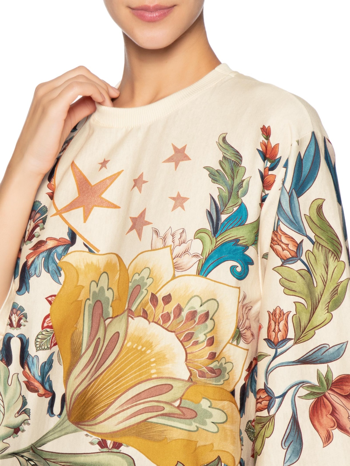 Vestido T-Shirt Big Floral Maite – Branco Farm