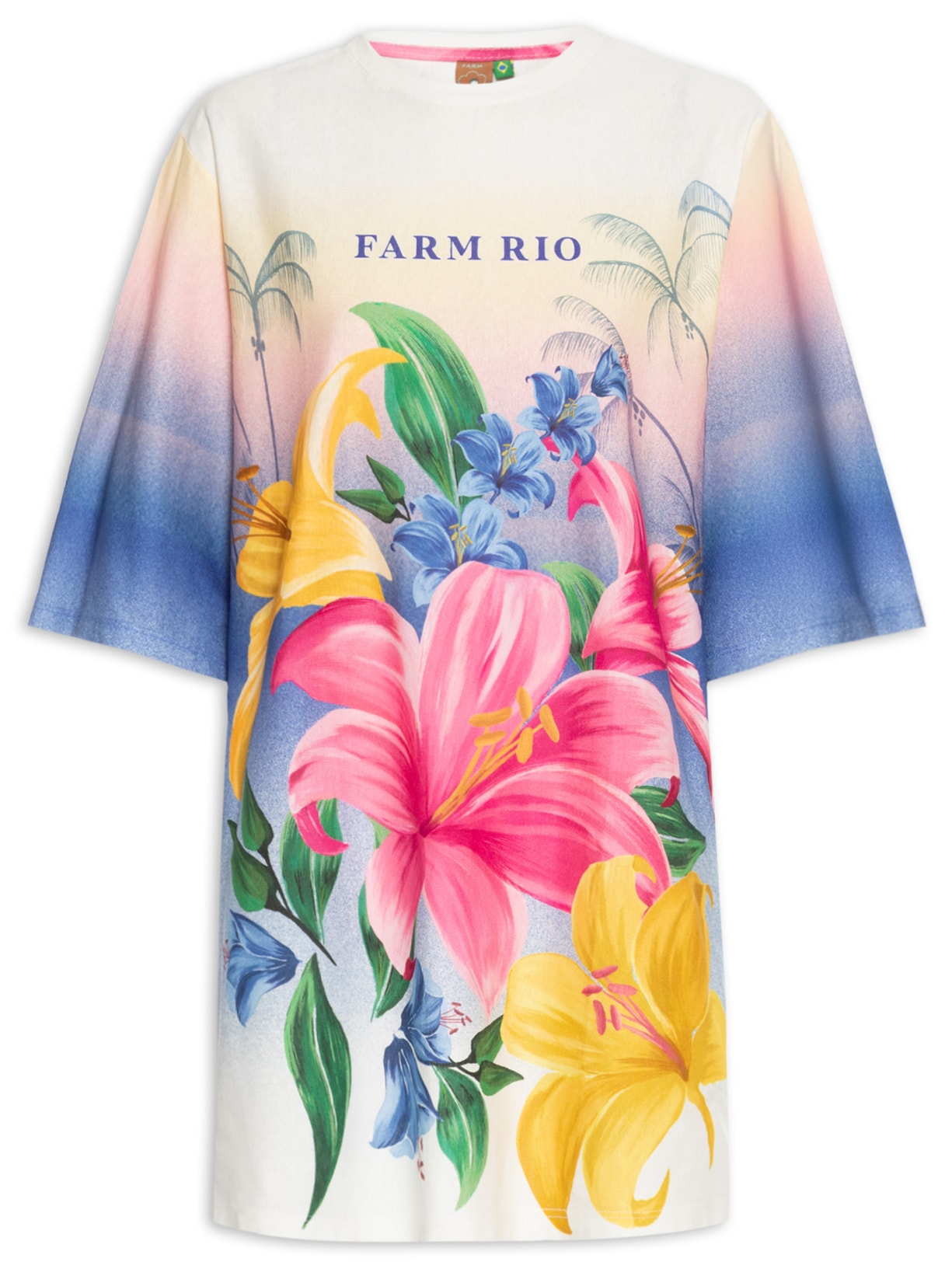 Farm Vestido T-shirt Big Floral Manu Silk Branco - Main Image