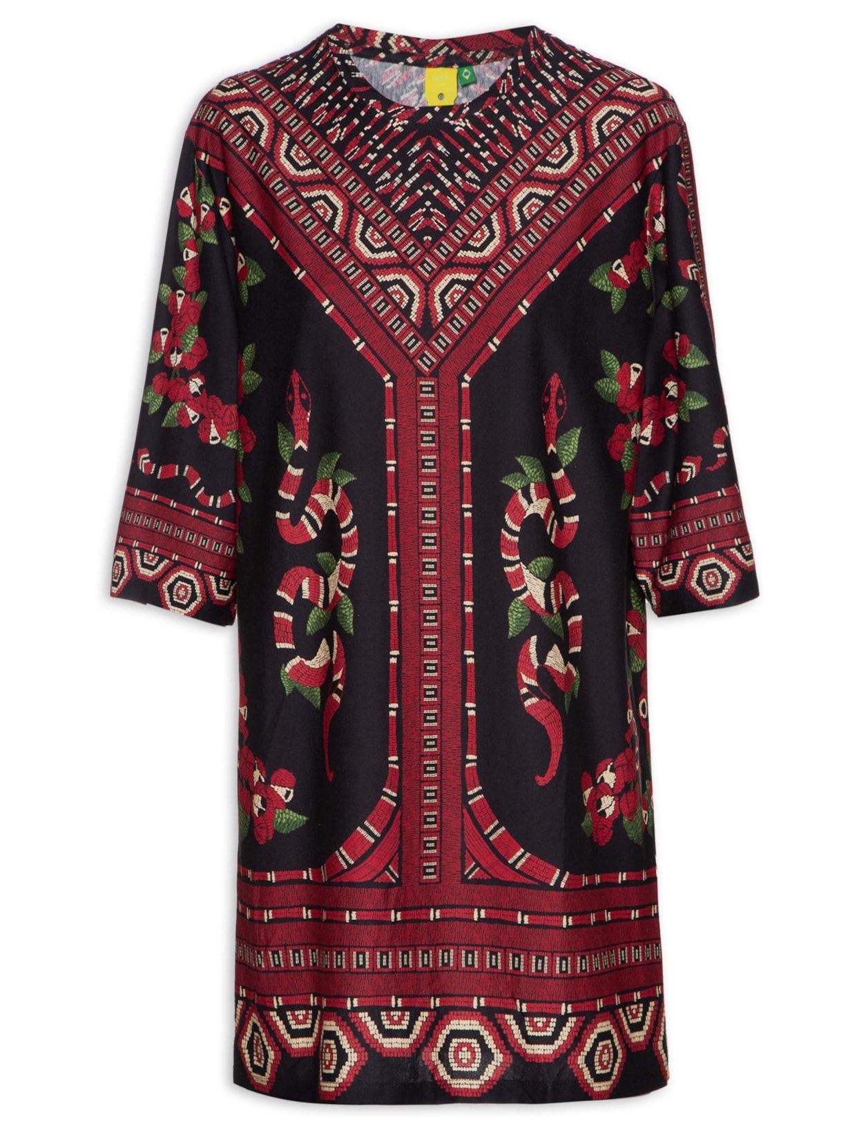 Vestido T-shirt Big Guaraná Coral - Preto