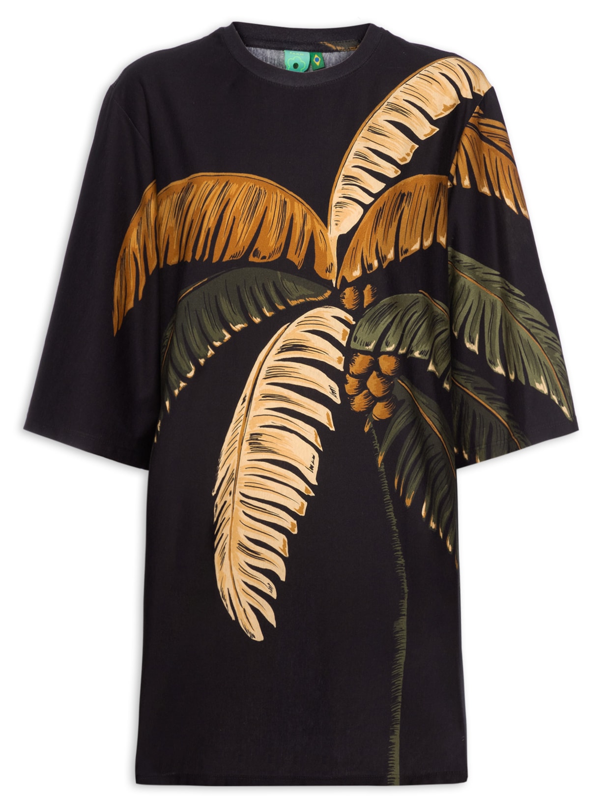 Vestido T-Shirt Big Itacaré Coqueiro - Preto