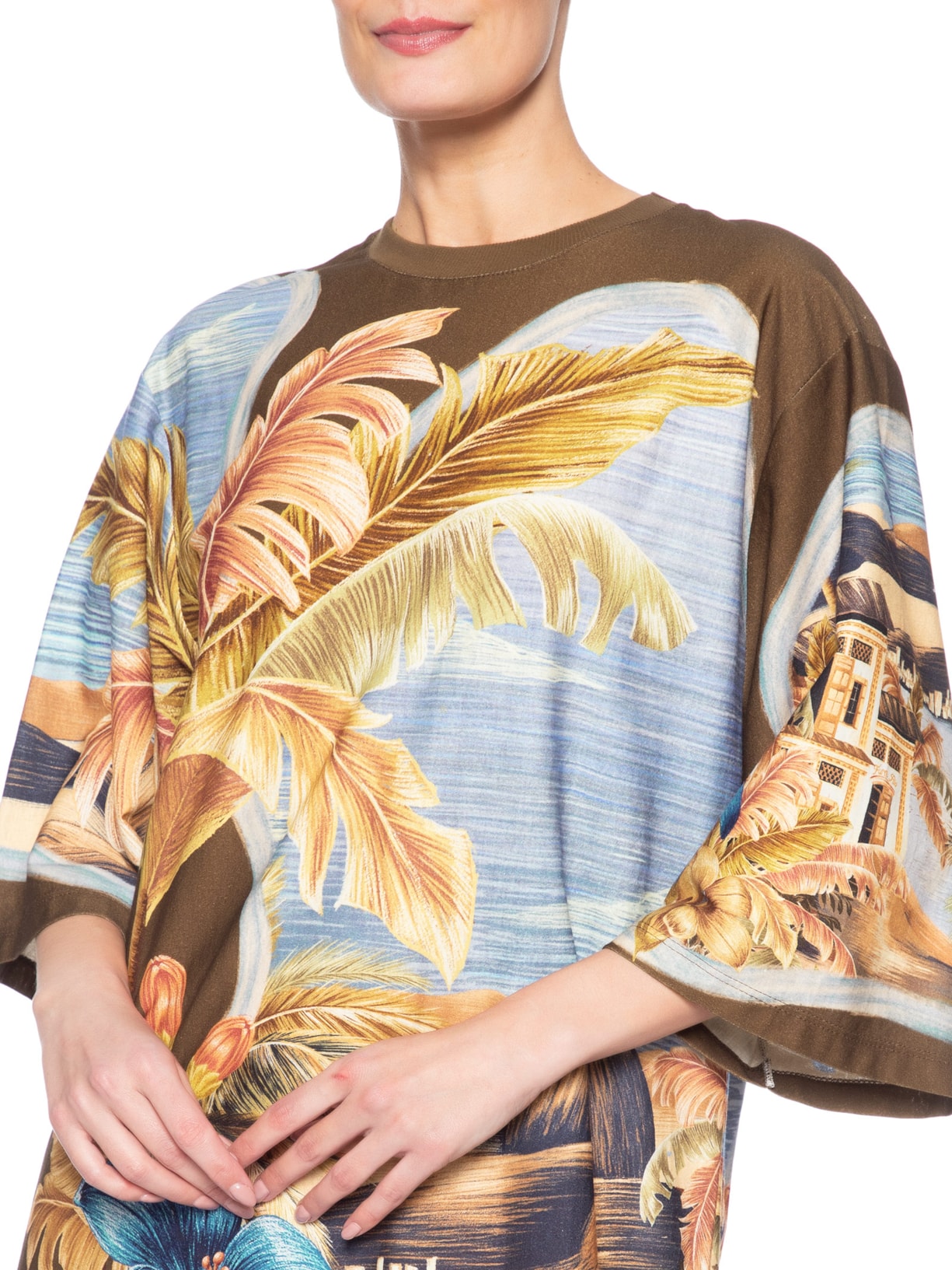 Vestido T-Shirt Big Lenço Rio Paraíso – Marrom Farm