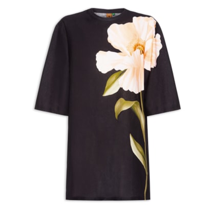 Vestido T-Shirt Big Papoula - Preto