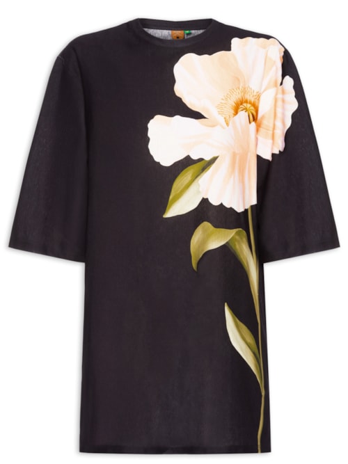 Vestido T-Shirt Big Papoula - Preto