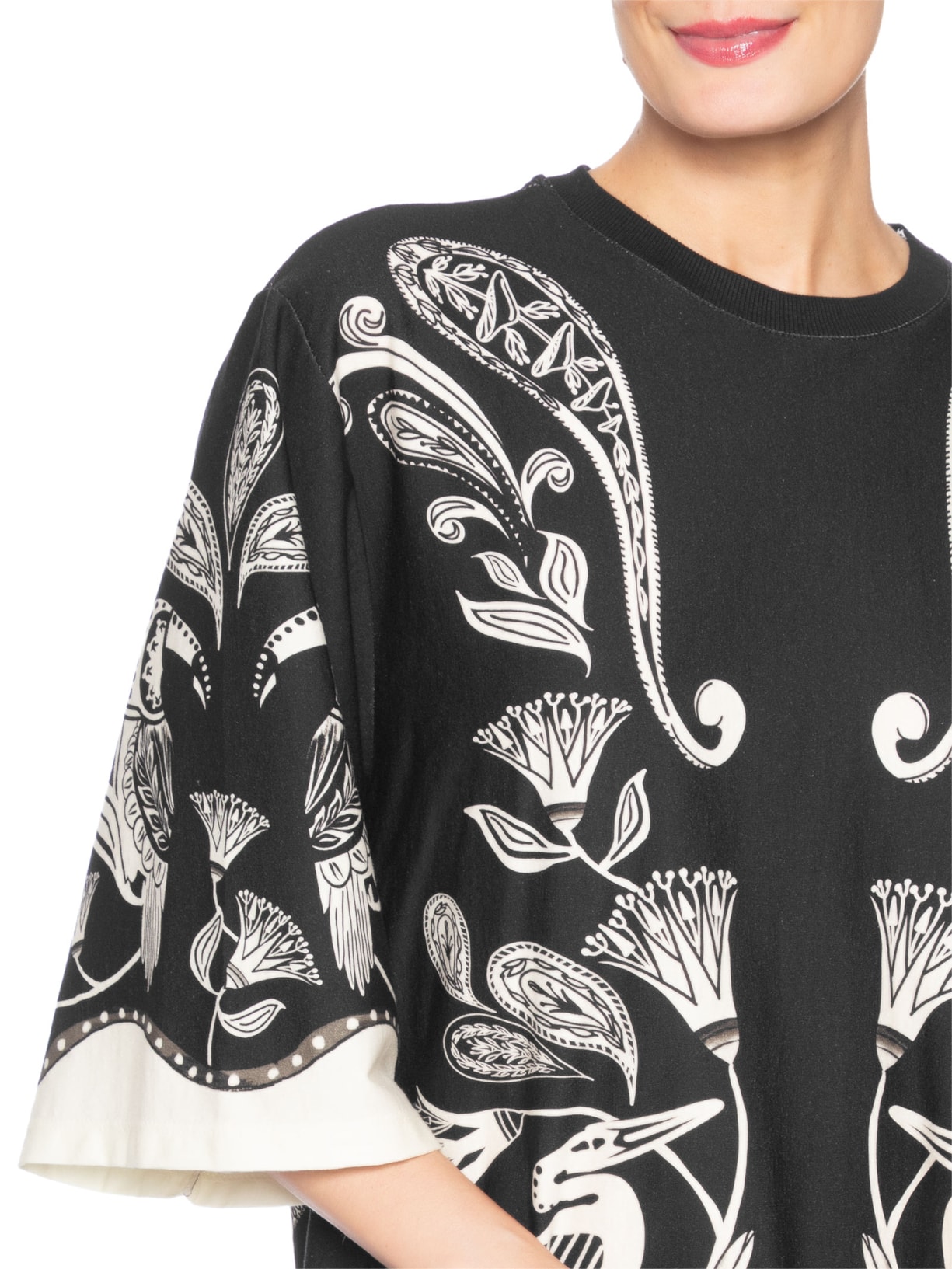 Vestido T-Shirt Big Patch Tropical Preto Farm