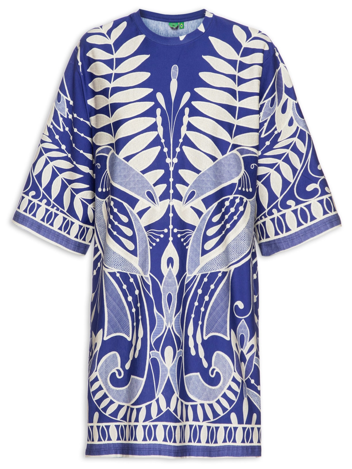 Vestido T-shirt Big Rendeira - Azul