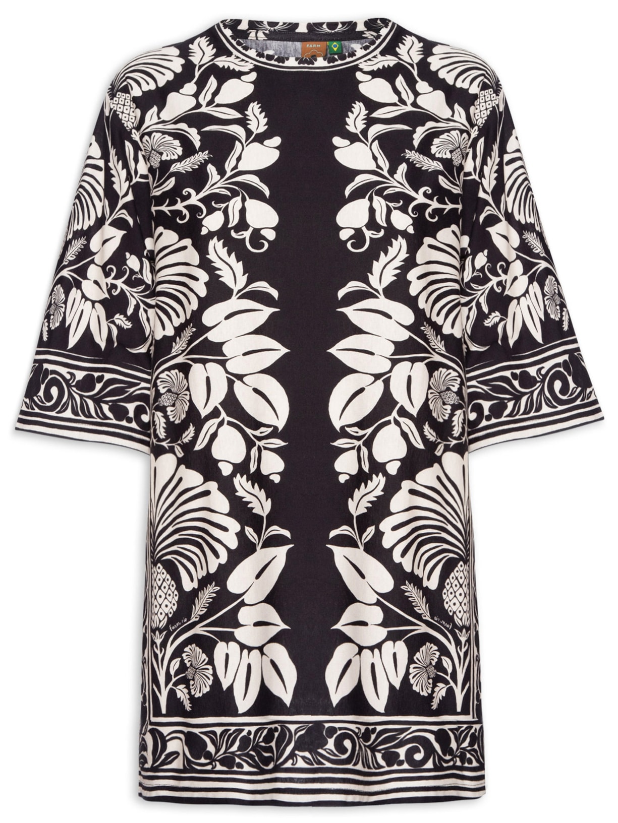 Vestido T-shirt Big Sintra Preto Farm