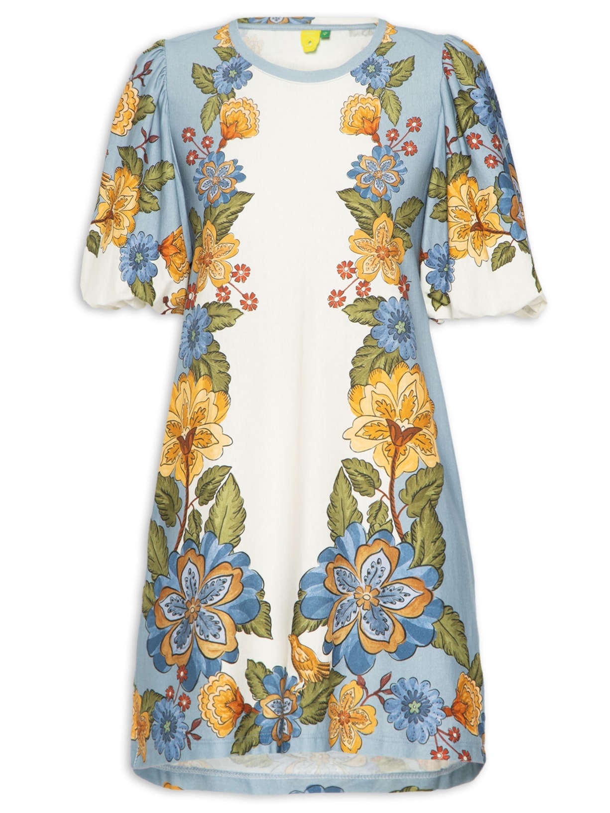 Vestido T-shirt Bufante Naturaleza - Azul