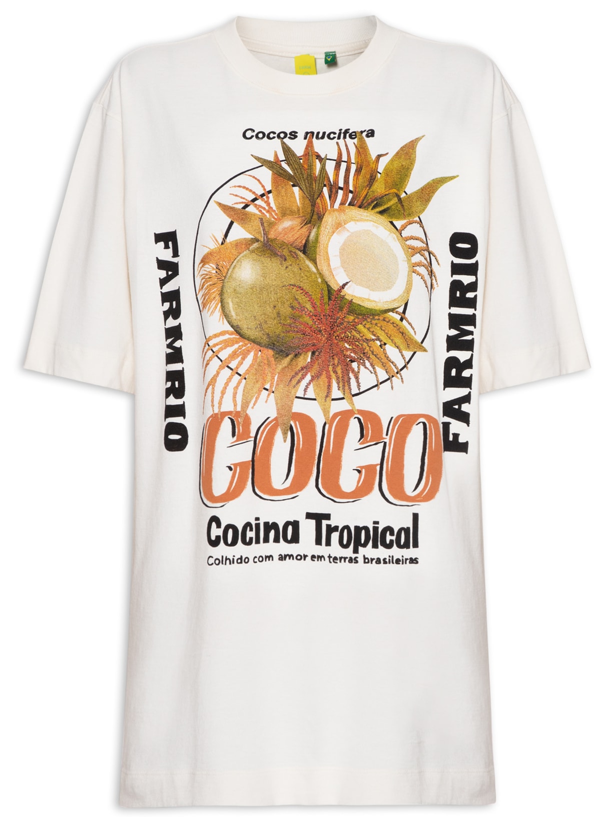 Vestido T-shirt Coco Cocina Tropical - Branco