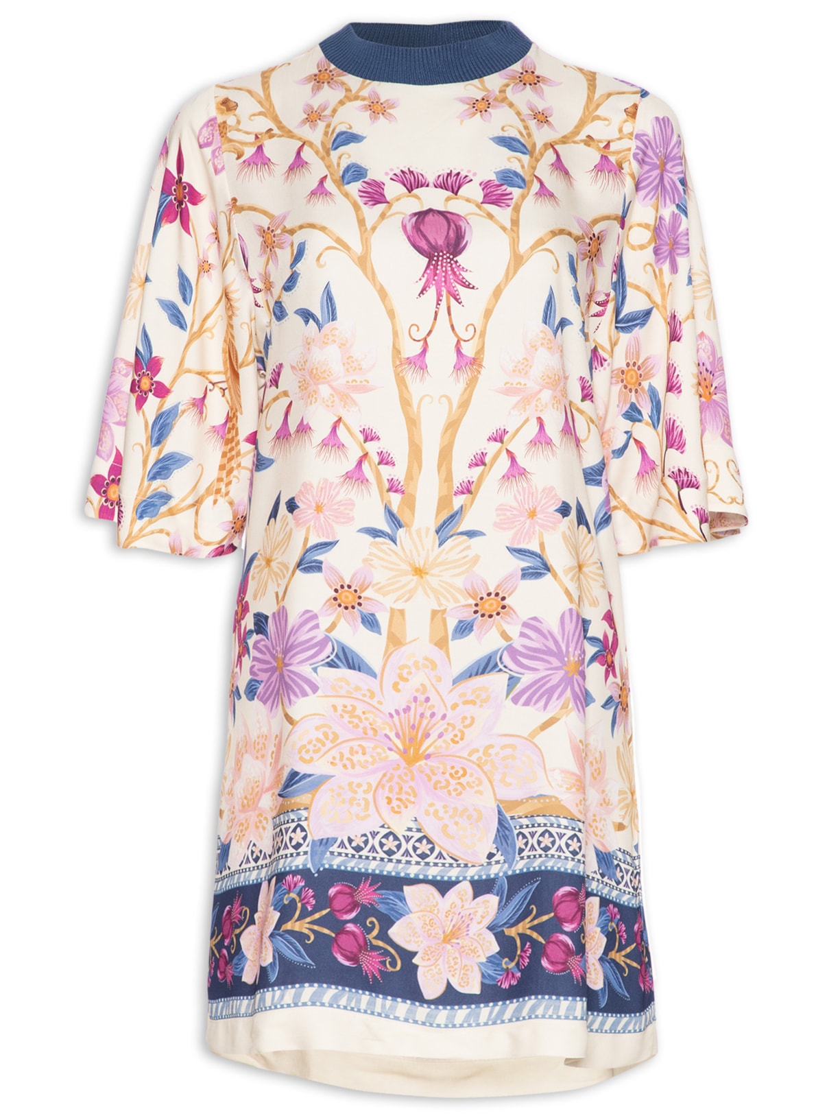 Vestido T-shirt Curto Delicadeza Floral - Roxo