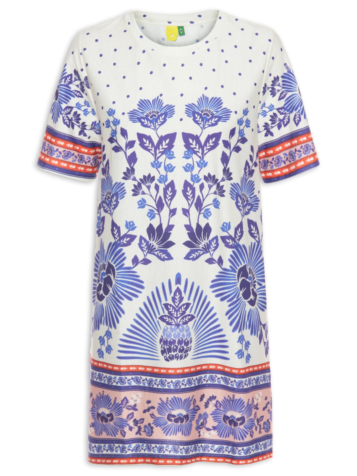 Vestido T-shirt Em Flor - Azul