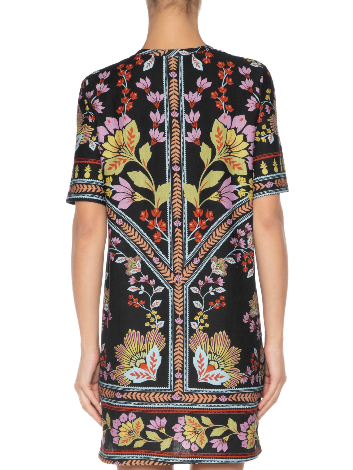 Vestido T-shirt Em Flor Preto Farm