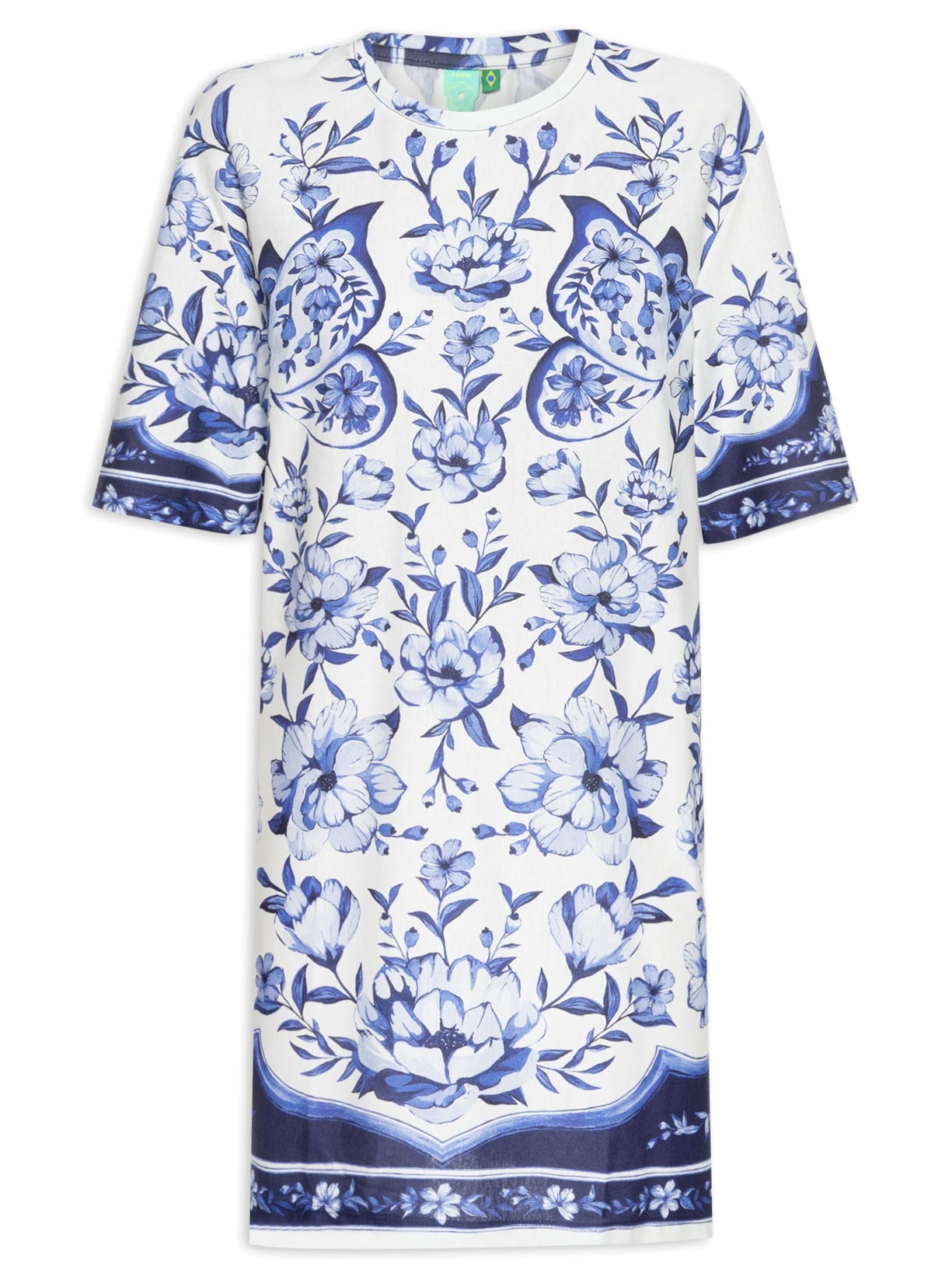 Vestido T-shirt Jardim De Porcelana - Azul