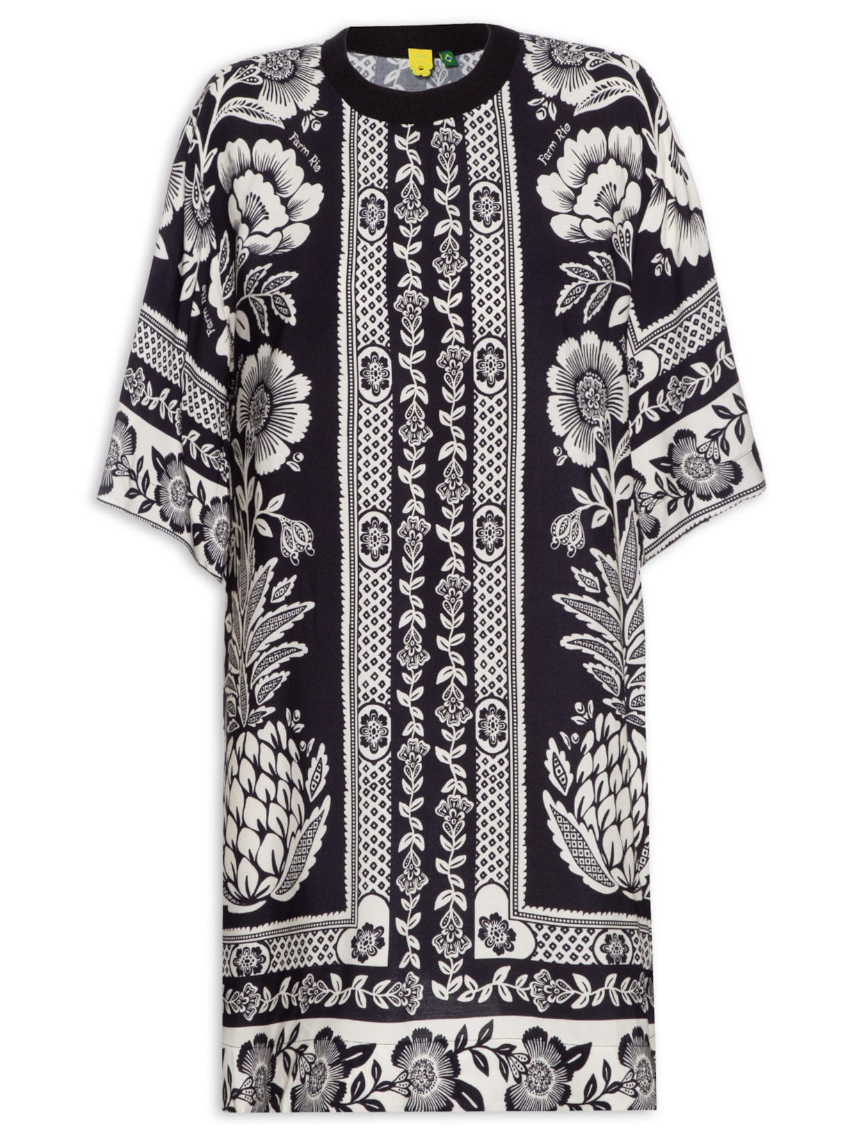 Vestido T-Shirt Jardim Romance - Preto