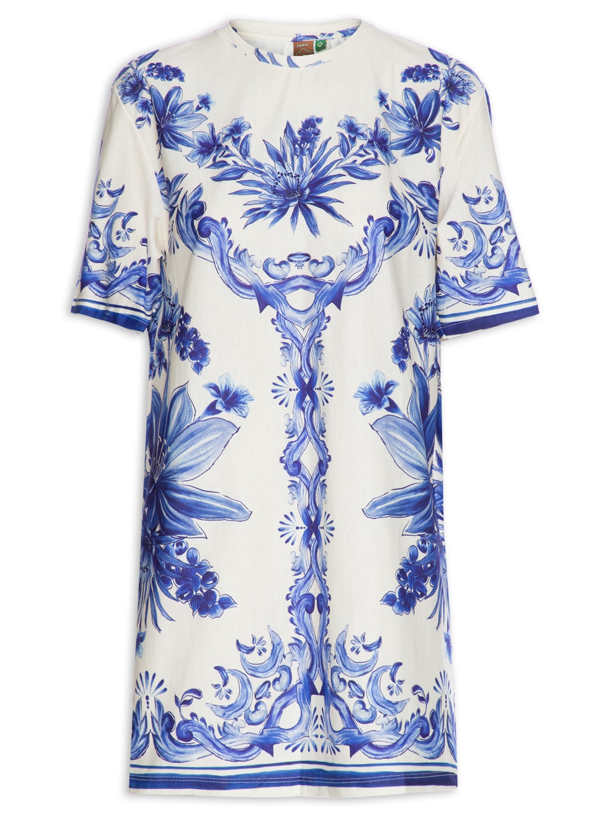 Vestido T-shirt Lenço Azulejo Azul Farm