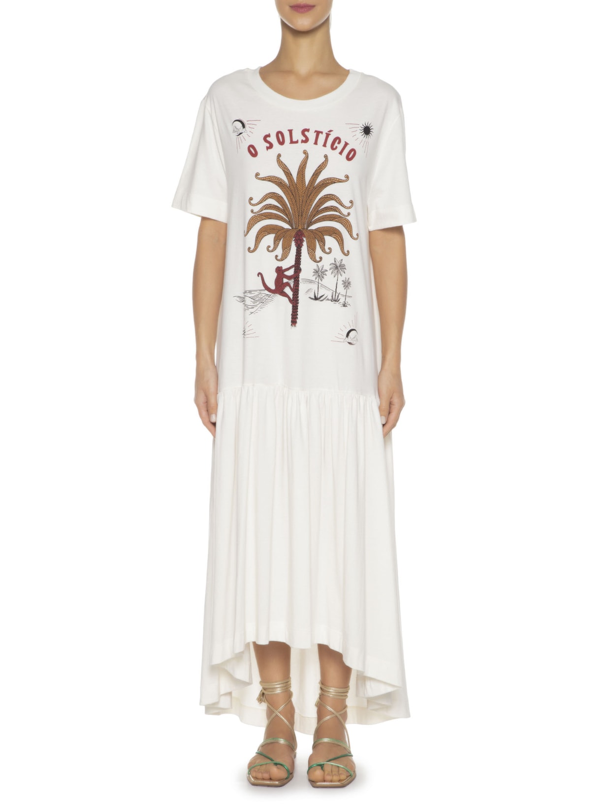 Vestido T-shirt Longo O Solstício Off White Farm