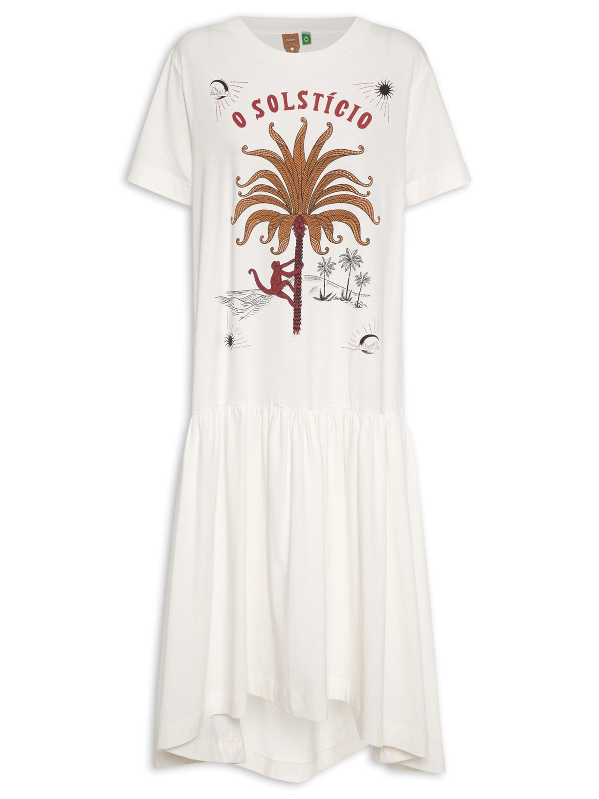 Vestido T-shirt Longo O Solstício Off White Farm