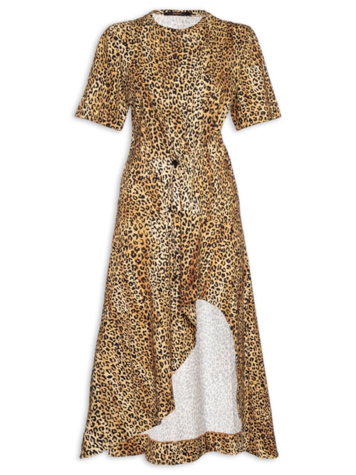Vestido T-Shirt Midi Detalhe Colisse - Marrom