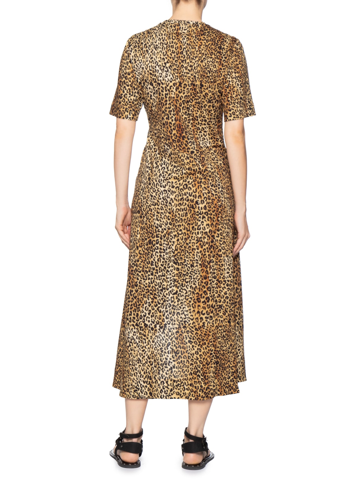 Vestido T-Shirt Midi Detalhe Colisse Marrom Animale