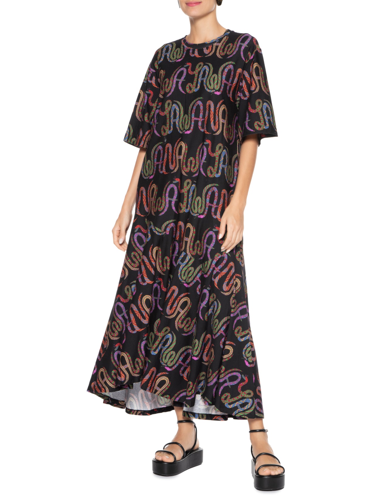 Vestido T-shirt Nii Puyauma Preto Farm