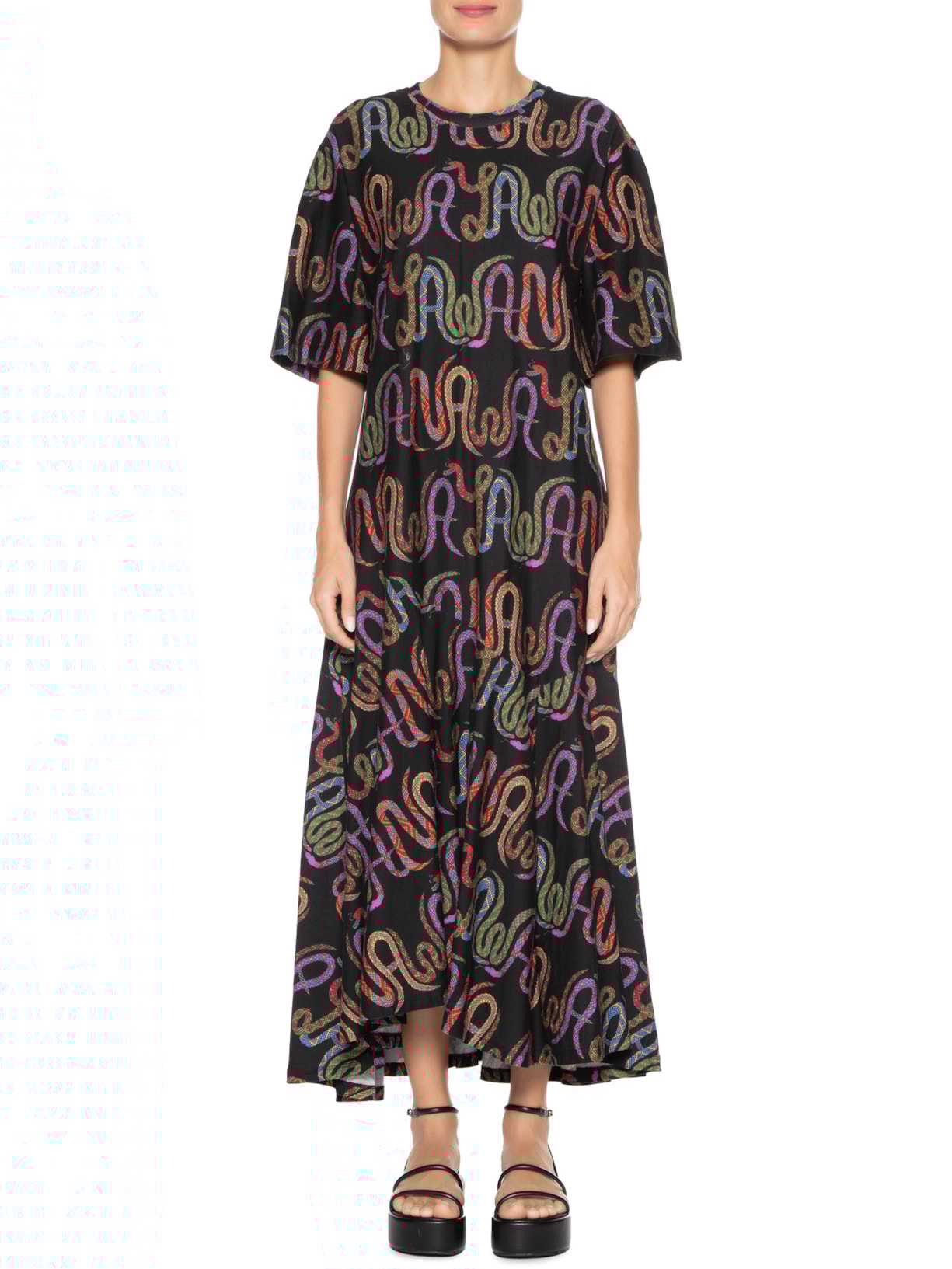 Vestido T-shirt Nii Puyauma Preto Farm