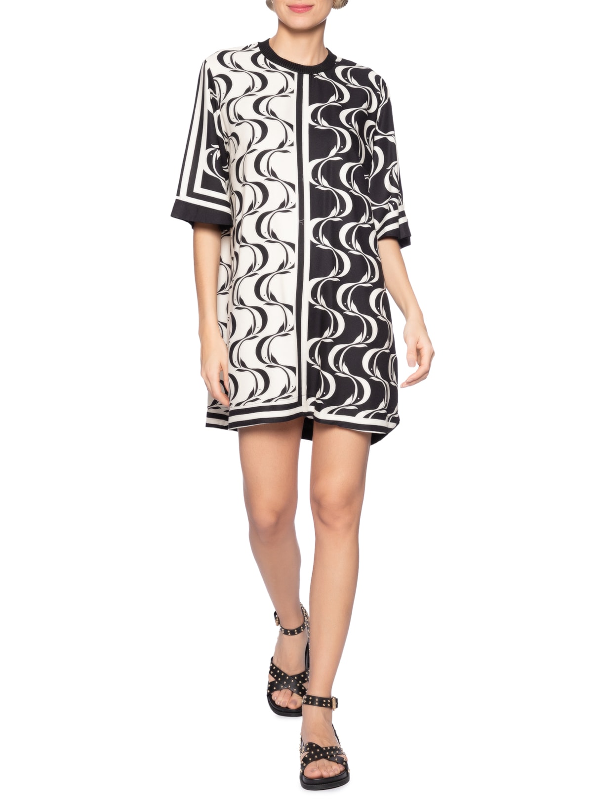 Vestido T-shirt Peixe Copa Preto Farm