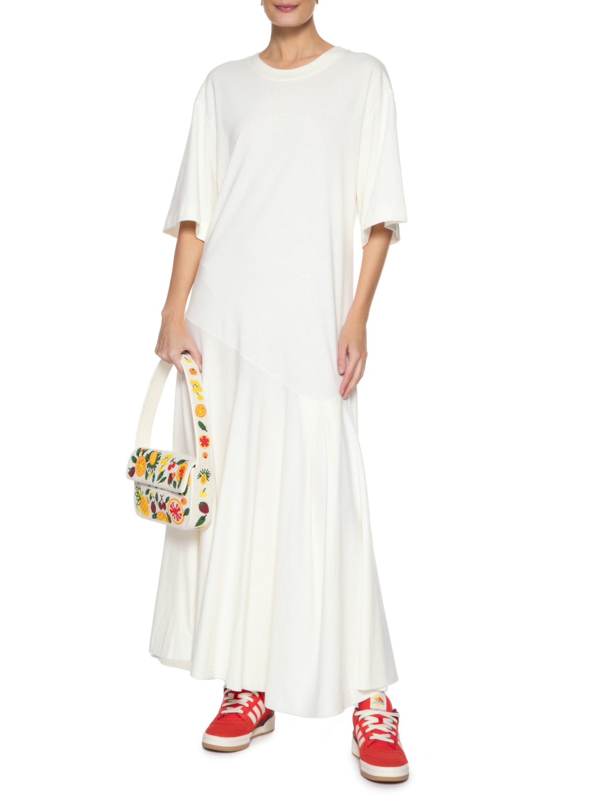 Vestido T-Shirt Recorte Branco Farm