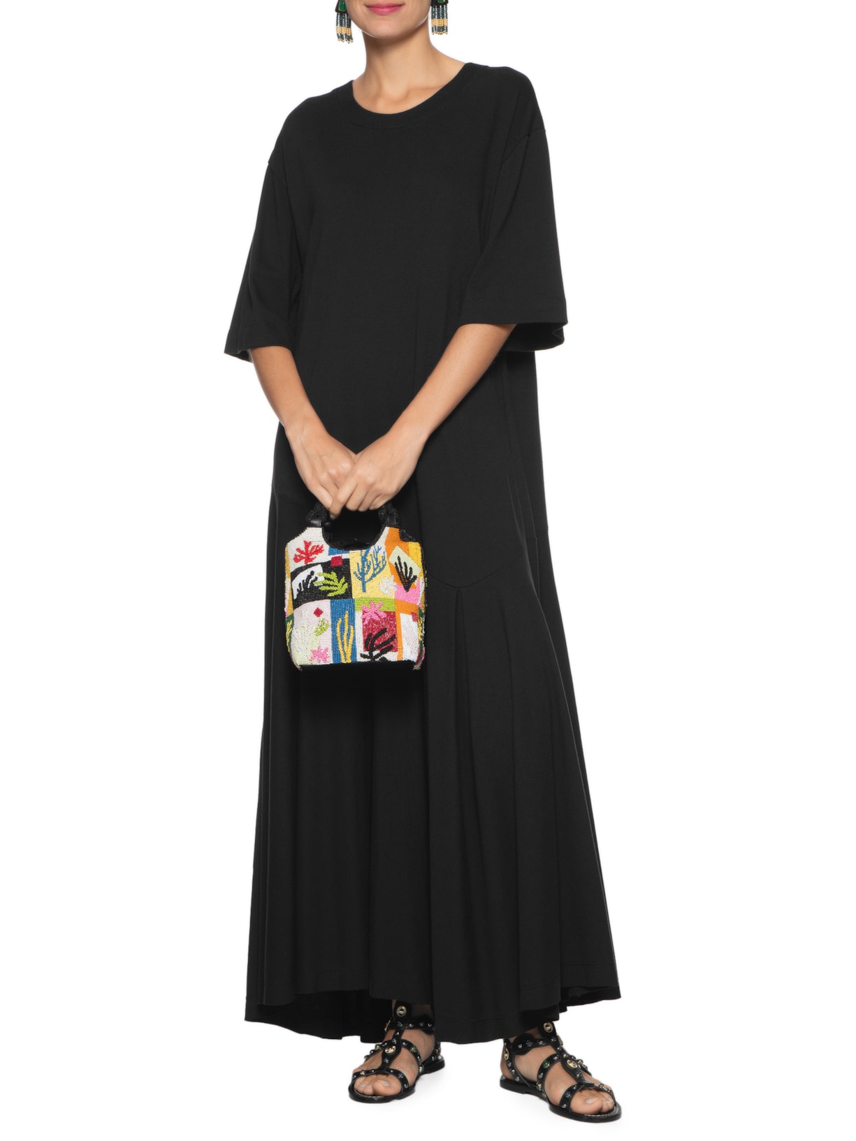 Vestido T-shirt Recorte Preto Farm