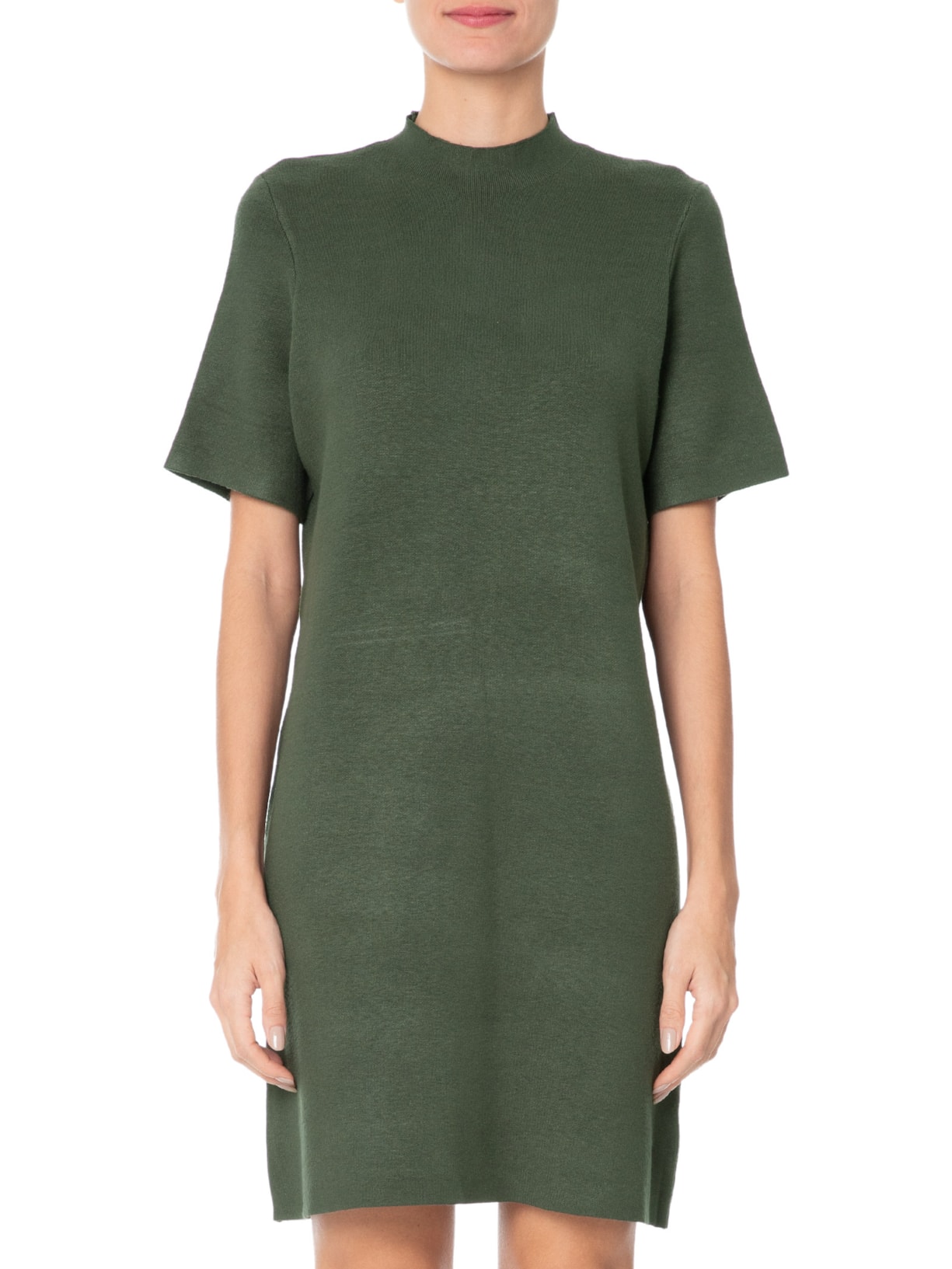 Vestido T-shirt Tricot Verde Shoulder