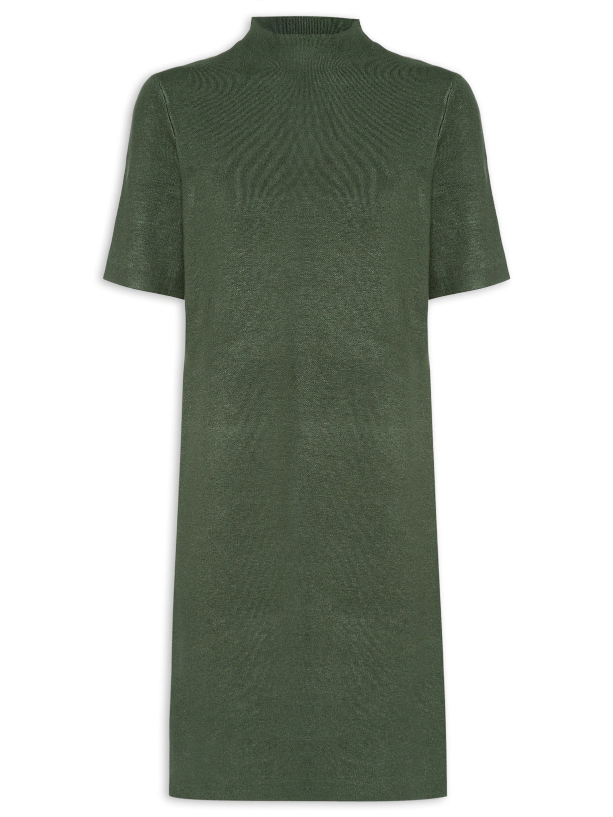 Vestido T-shirt Tricot Verde Shoulder