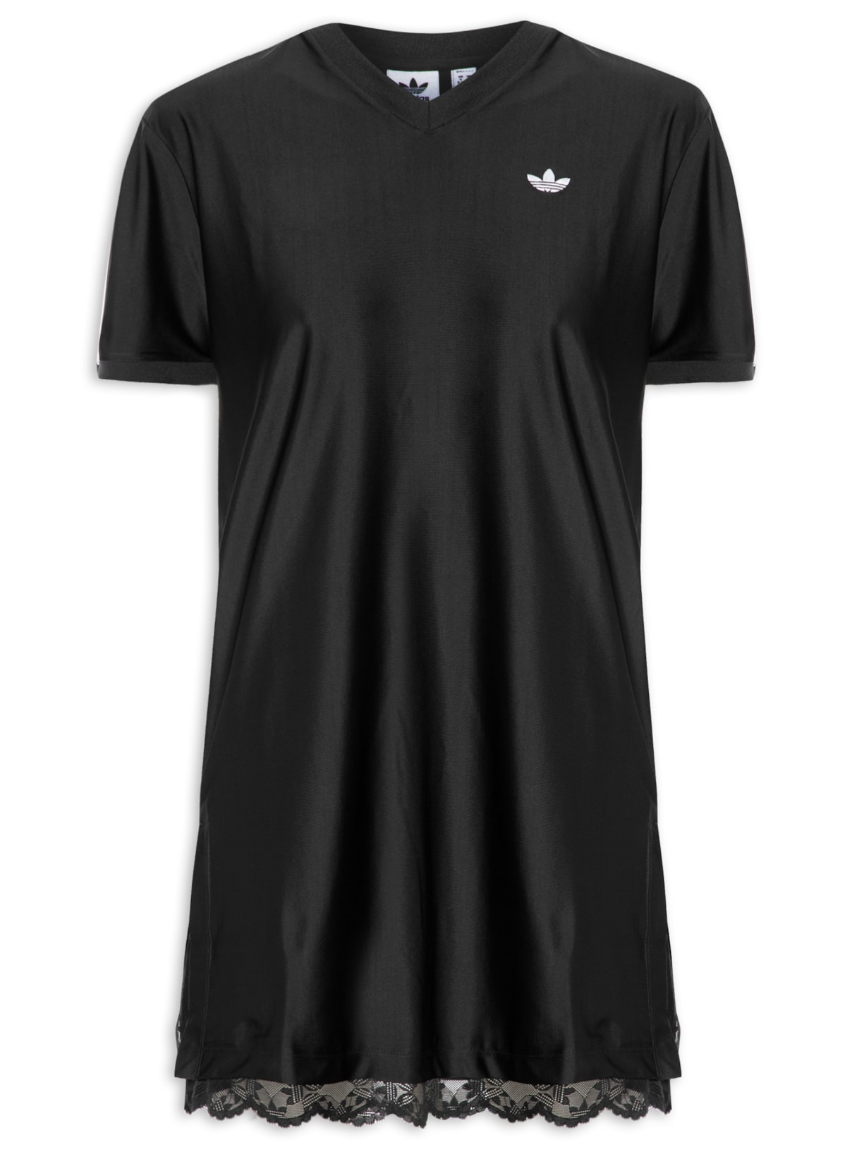 Vestido Tee Renda - Preto