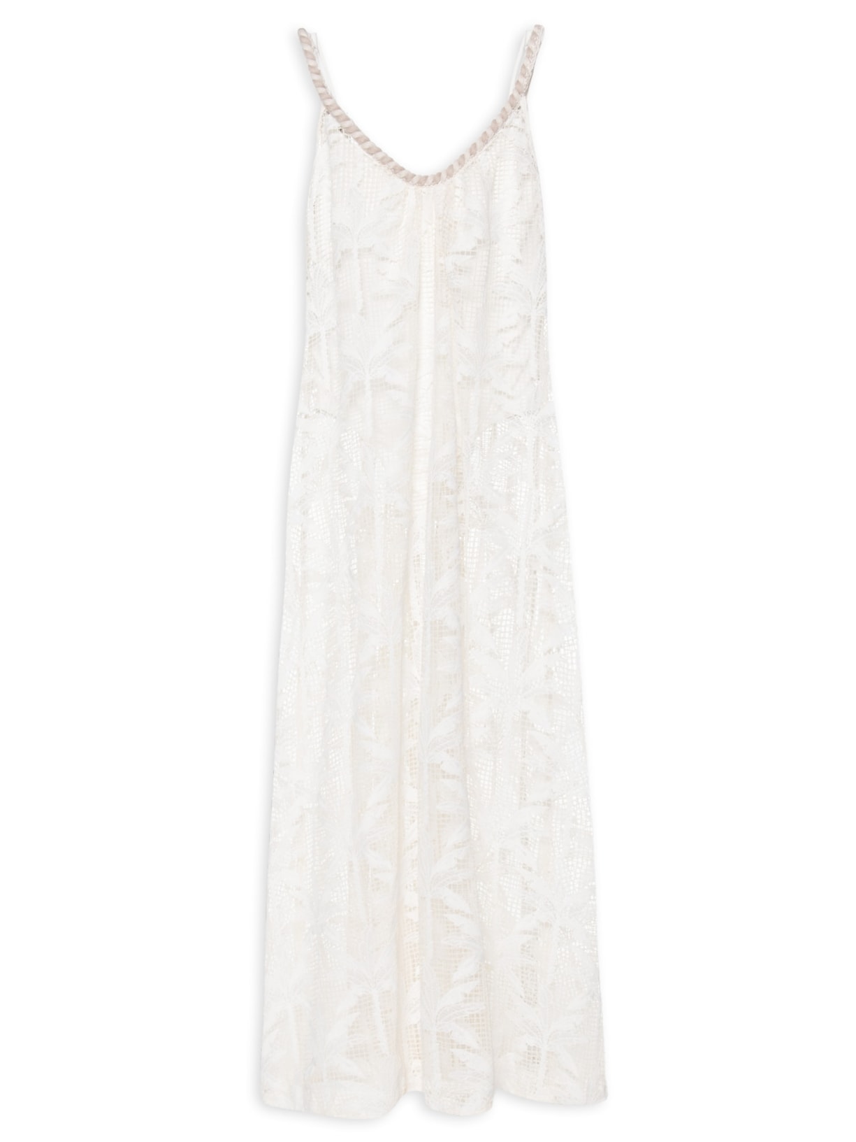 Vestido Tela Artesanal Coqueiro De Flor - Off White