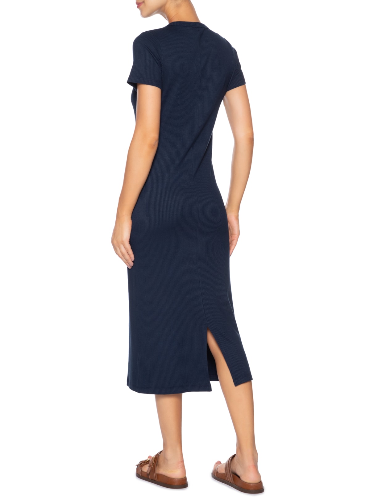 Vestido Tjw Rib Bodycon Midi Azul Tommy Jeans