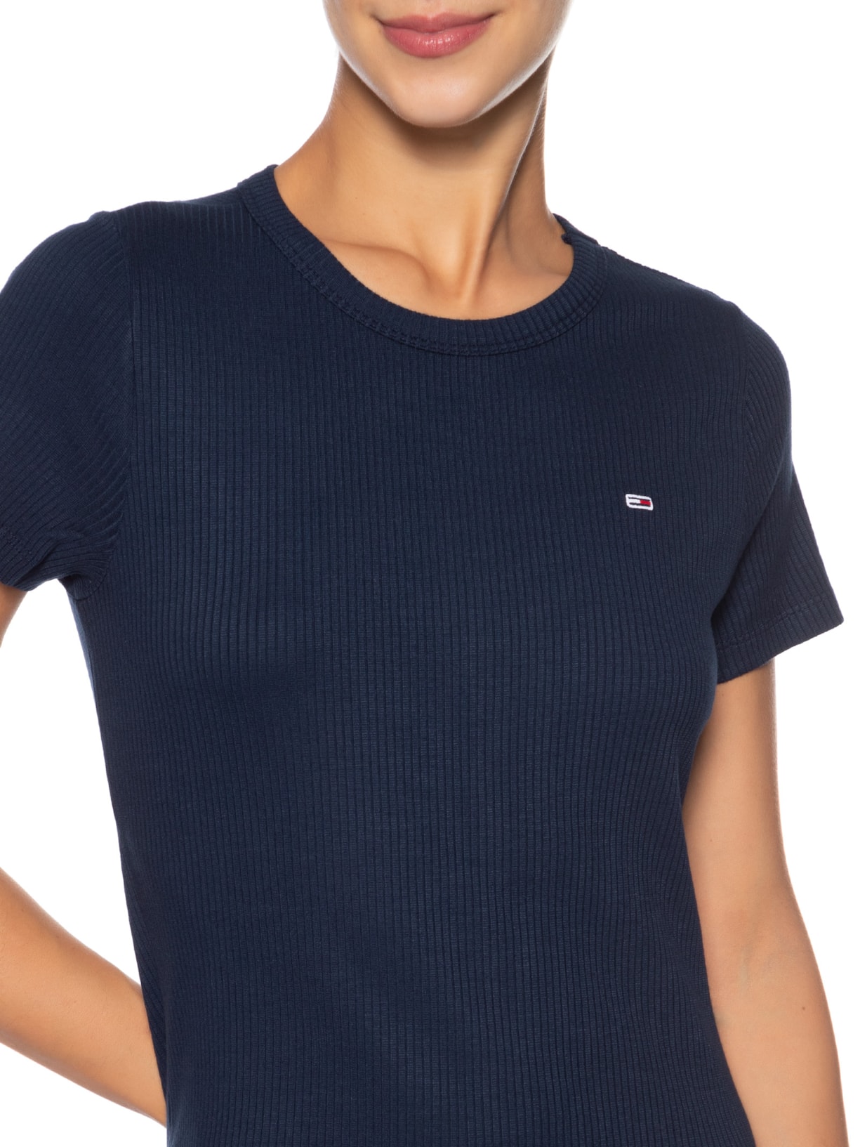Vestido Tjw Rib Bodycon Midi Azul Tommy Jeans