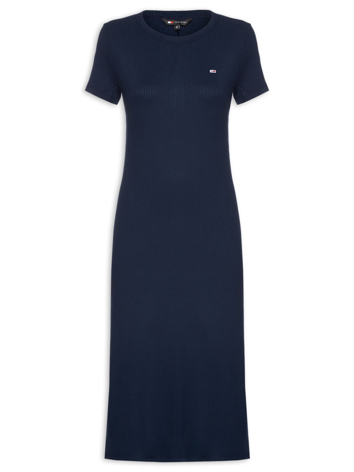 Vestido Tjw Rib Bodycon Midi Azul Tommy Jeans