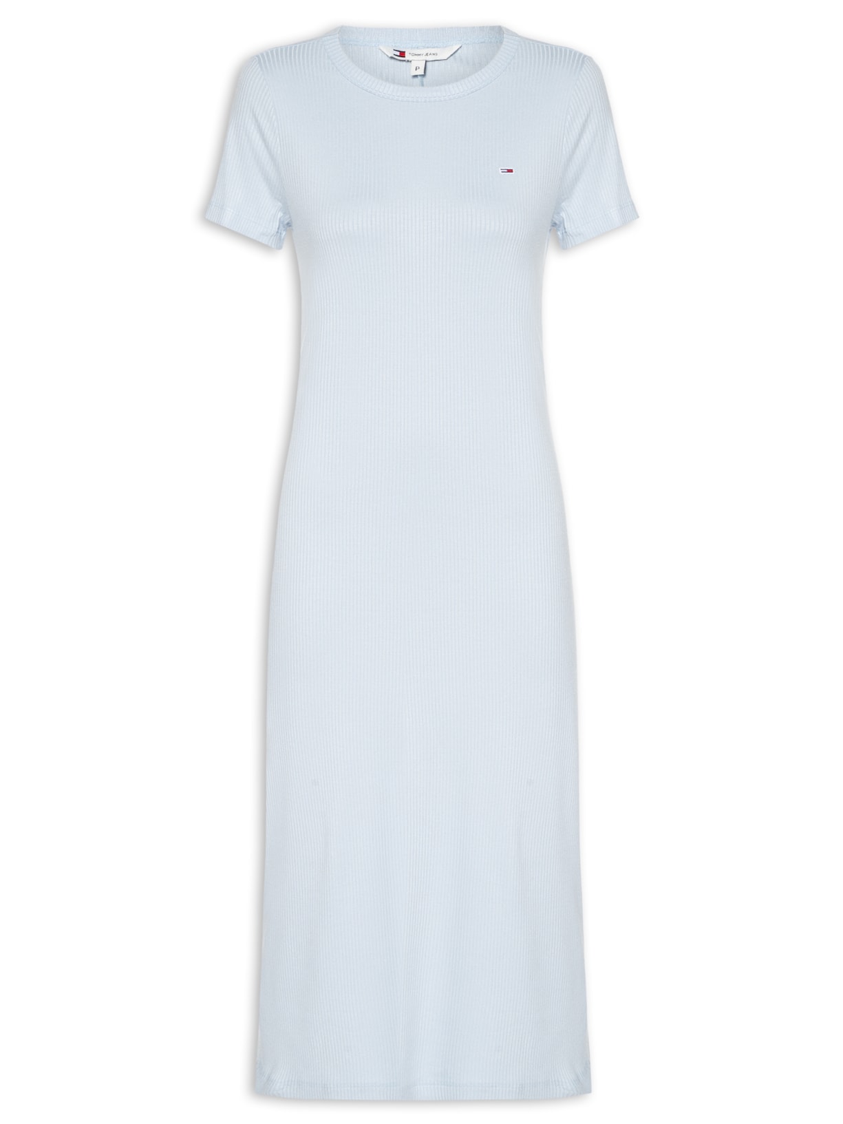 Vestido Tjw Rib Bodycon Midi Azul Tommy Jeans