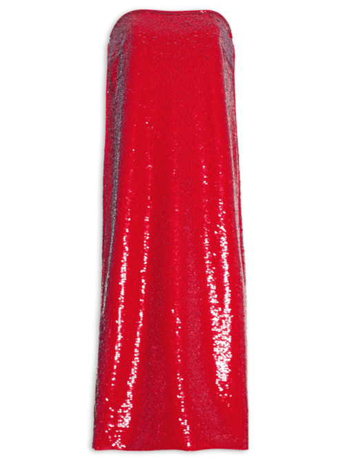Vestido Tomara Que Caia Midi Paetê - Vermelho