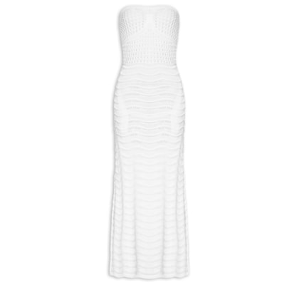 Vestido Tomara Que Caia Tricot - Branco